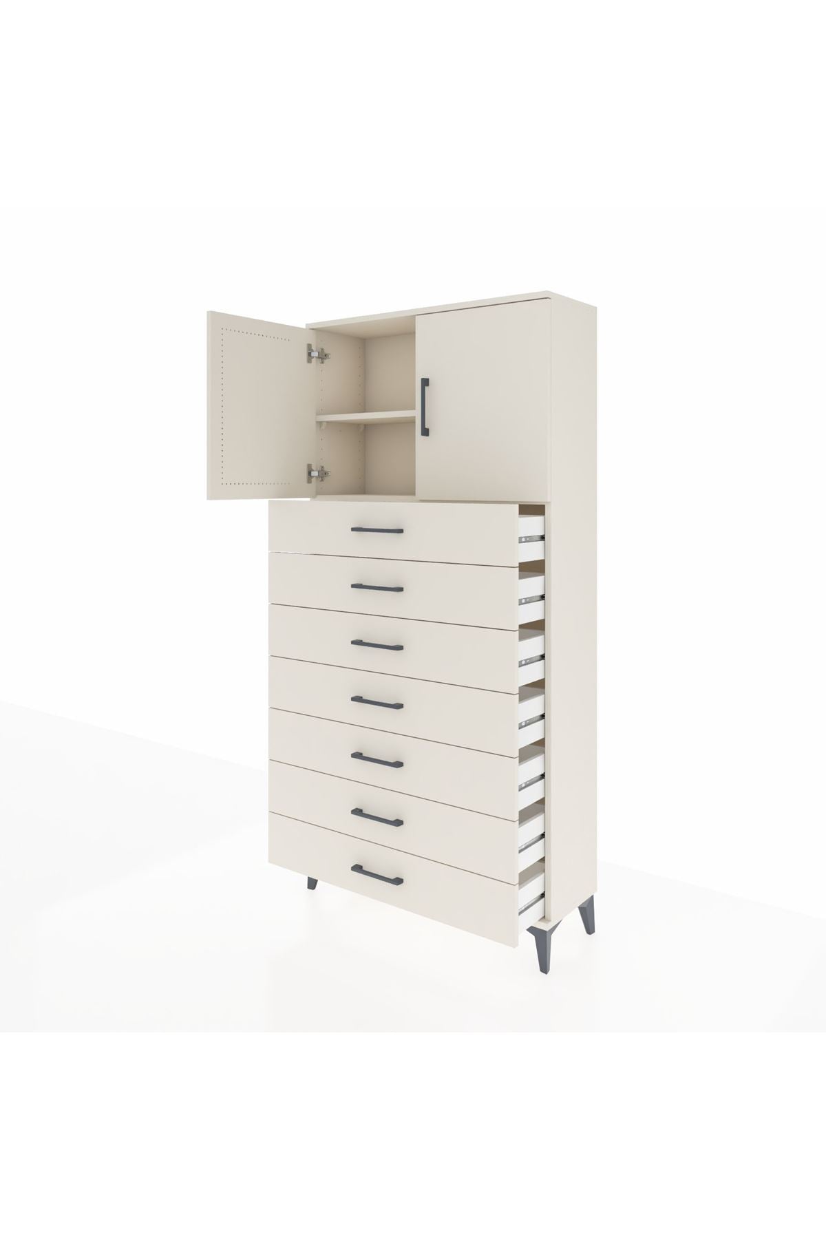 Arges Dolap 2 Raflı 7 Çekmeceli 2 Kapaklı 88x30x182 Aytaşı-Aytaşı