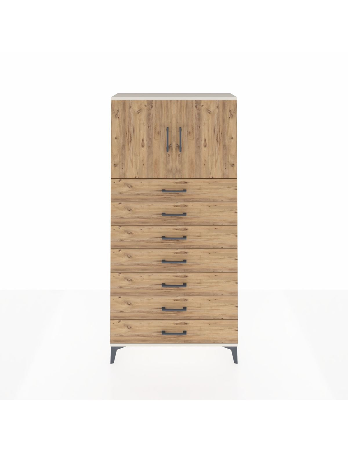 Arges Dolap 2 Raflı 7 Çekmeceli 2 Kapaklı 88x30x182 Aytaşı-Çam