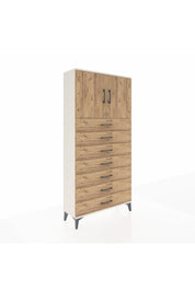 Arges Dolap 2 Raflı 7 Çekmeceli 2 Kapaklı 88x30x182 Aytaşı-Çam