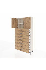 Arges Dolap 2 Raflı 7 Çekmeceli 2 Kapaklı 88x30x182 Aytaşı-Çam
