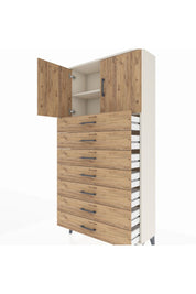 Arges Dolap 2 Raflı 7 Çekmeceli 2 Kapaklı 88x30x182 Aytaşı-Çam