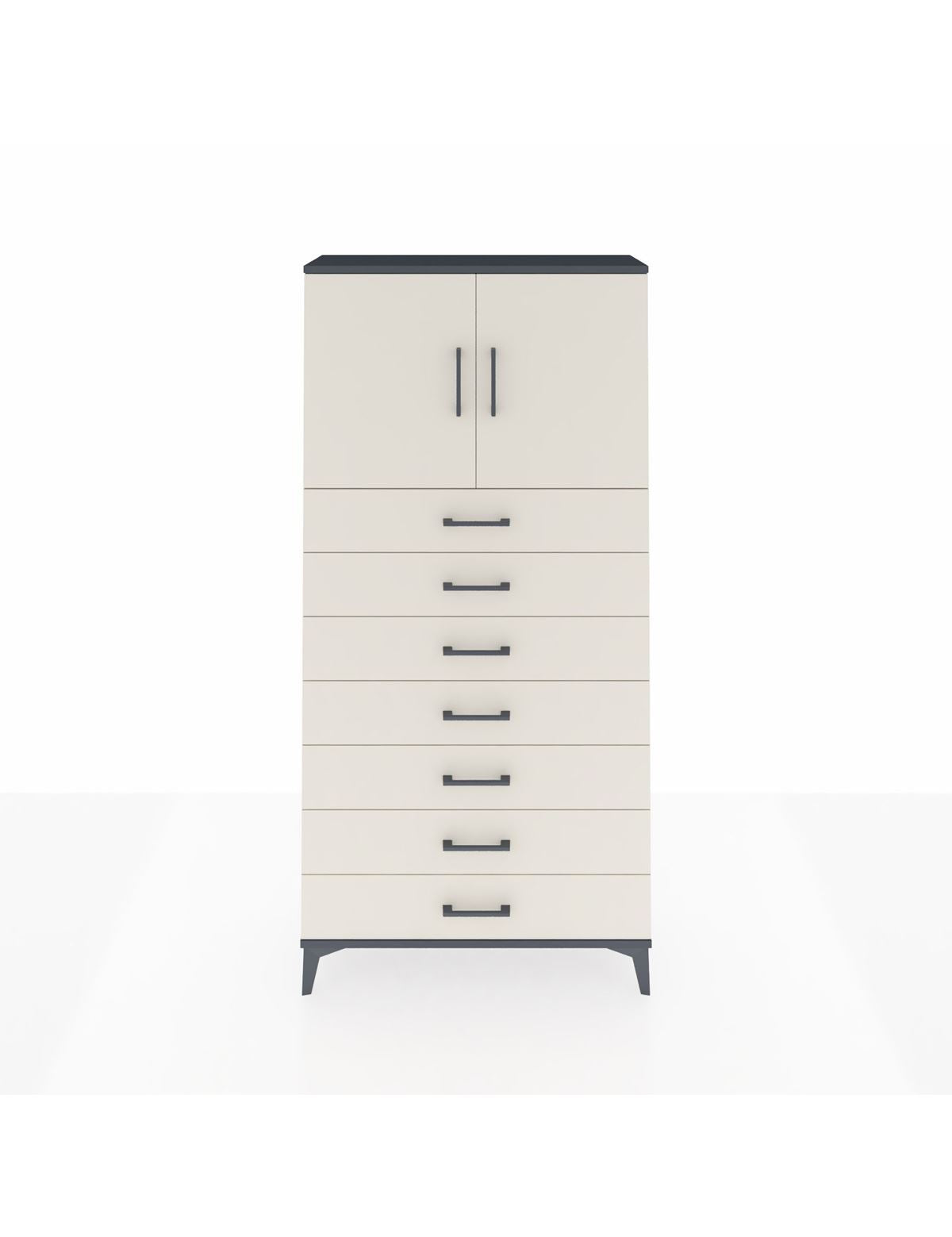 Arges Dolap 2 Raflı 7 Çekmeceli 2 Kapaklı 88x30x182 Antrasit-Aytaşı