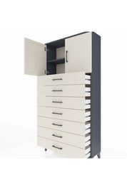 Arges Dolap 2 Raflı 7 Çekmeceli 2 Kapaklı 88x30x182 Antrasit-Aytaşı