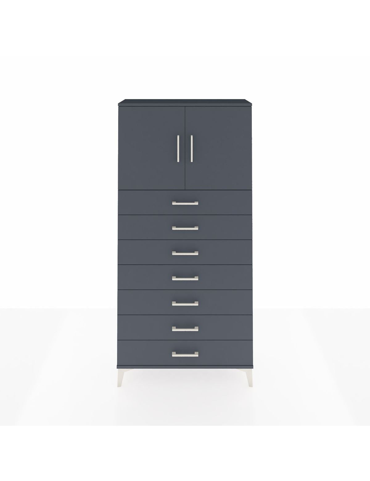 Arges Dolap 2 Raflı 7 Çekmeceli 2 Kapaklı 88x30x182 Antrasit-Antrasit