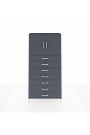 Arges Dolap 2 Raflı 7 Çekmeceli 2 Kapaklı 88x30x182 Antrasit-Antrasit