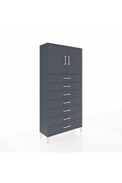 Arges Dolap 2 Raflı 7 Çekmeceli 2 Kapaklı 88x30x182 Antrasit-Antrasit