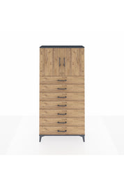 Arges Dolap 2 Raflı 7 Çekmeceli 2 Kapaklı 88x30x182 Antrasit-Çam