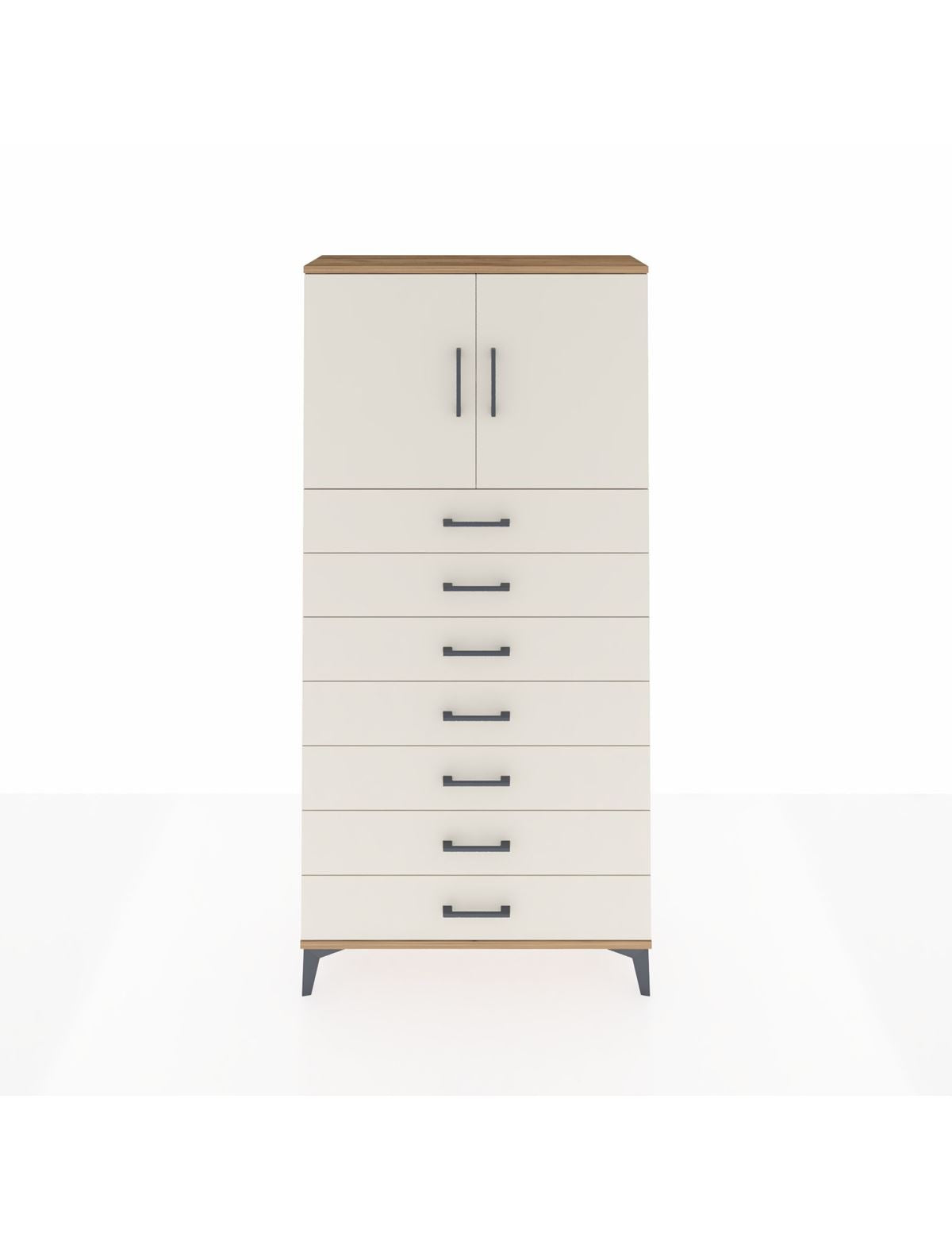 Arges Dolap 2 Raflı 7 Çekmeceli 2 Kapaklı 88x30x182 Çam-Aytaşı