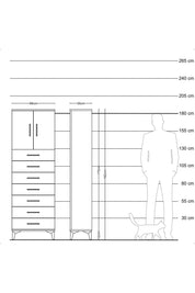 Arges Dolap 2 Raflı 7 Çekmeceli 2 Kapaklı 88x30x182 Çam-Aytaşı
