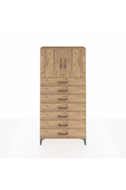 Arges Dolap 2 Raflı 7 Çekmeceli 2 Kapaklı 88x30x182 Çam-Çam
