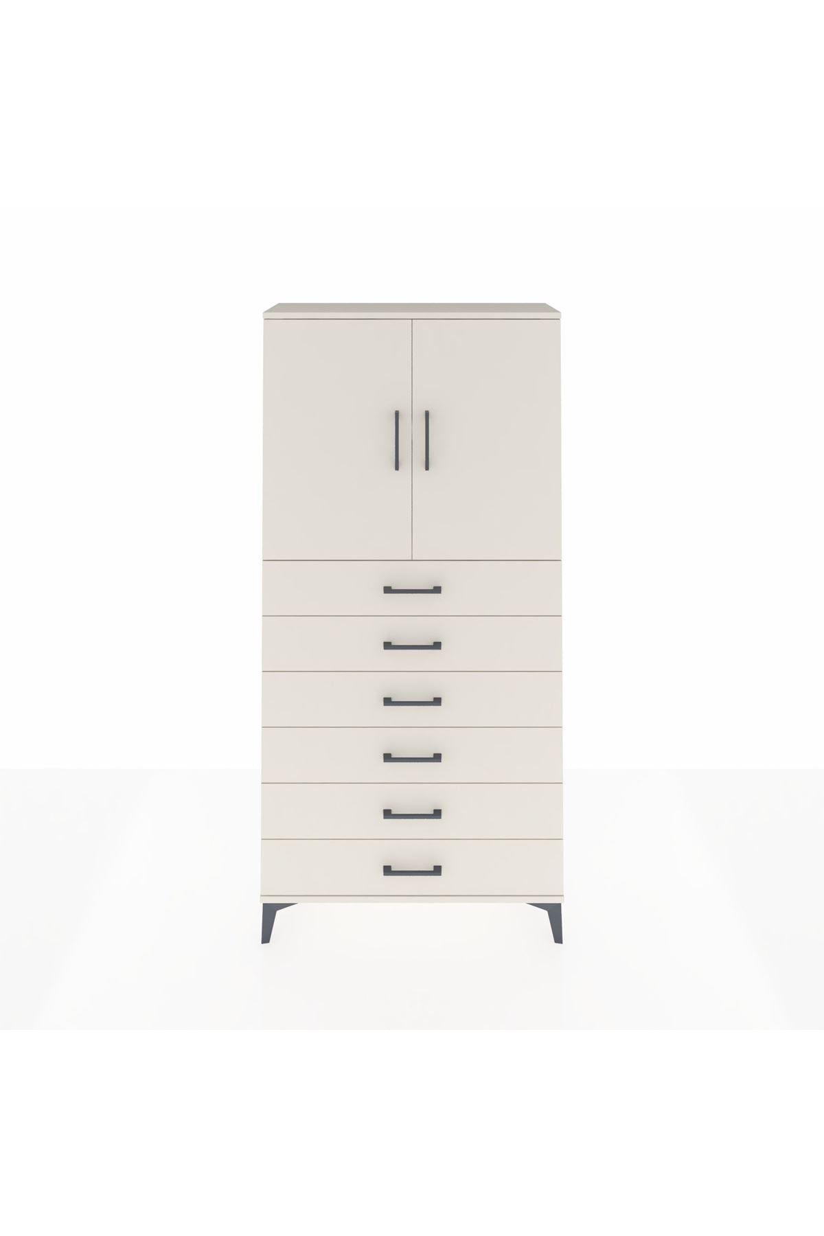 Arges Dolap 2 Raflı 6 Çekmeceli 2 Kapaklı 88x30x182 Aytaşı-Aytaşı