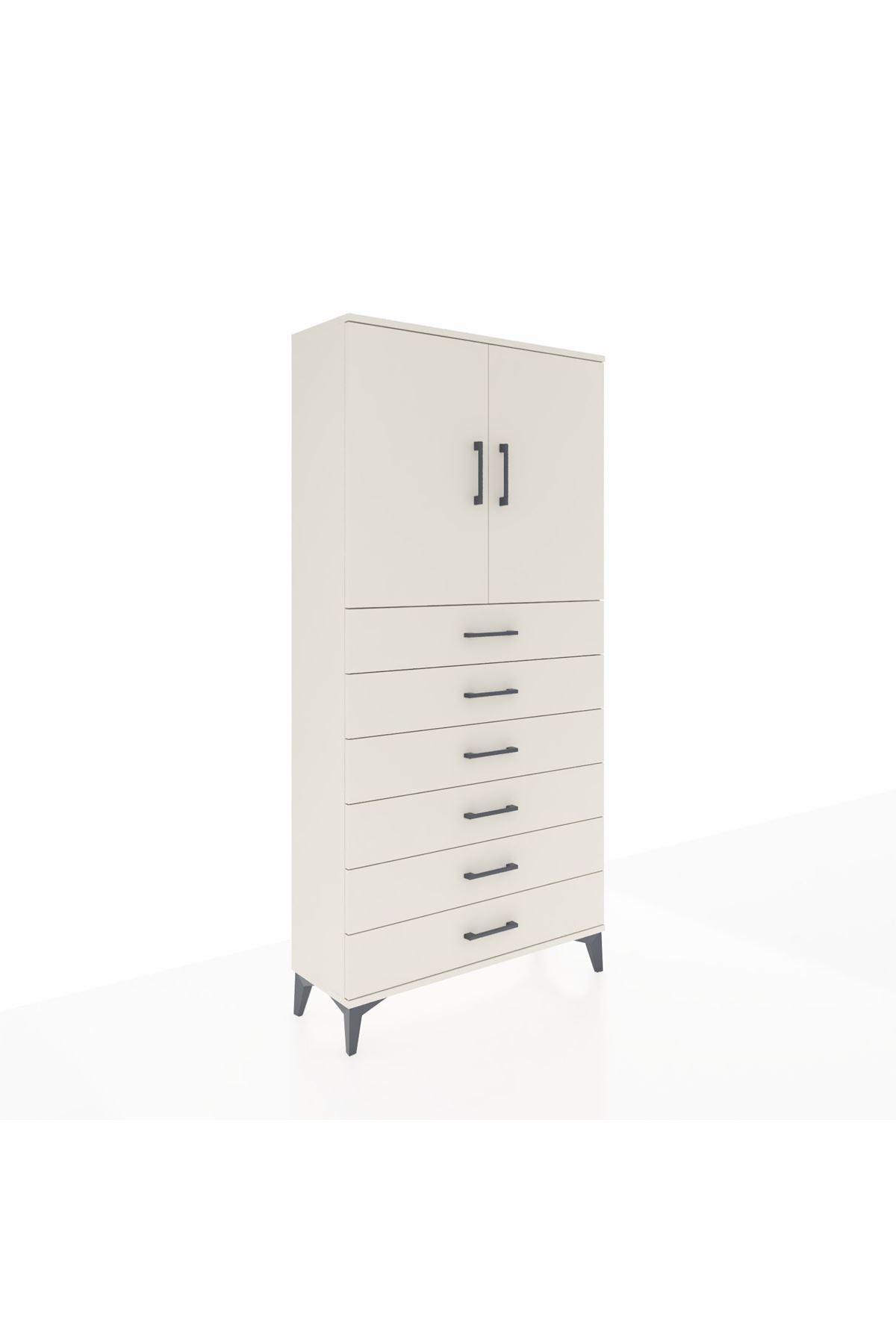 Arges Dolap 2 Raflı 6 Çekmeceli 2 Kapaklı 88x30x182 Aytaşı-Aytaşı