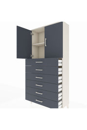 Arges Dolap 2 Raflı 6 Çekmeceli 2 Kapaklı 88x30x182 Aytaşı-Antrasit