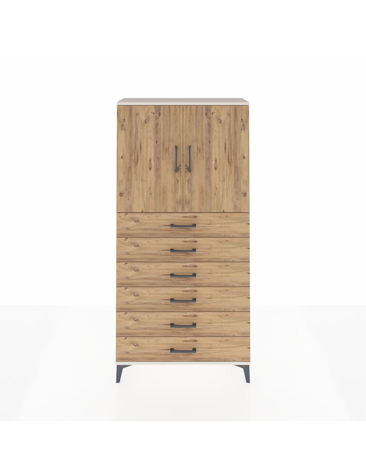 Arges Dolap 2 Raflı 6 Çekmeceli 2 Kapaklı 88x30x182 Aytaşı-Çam