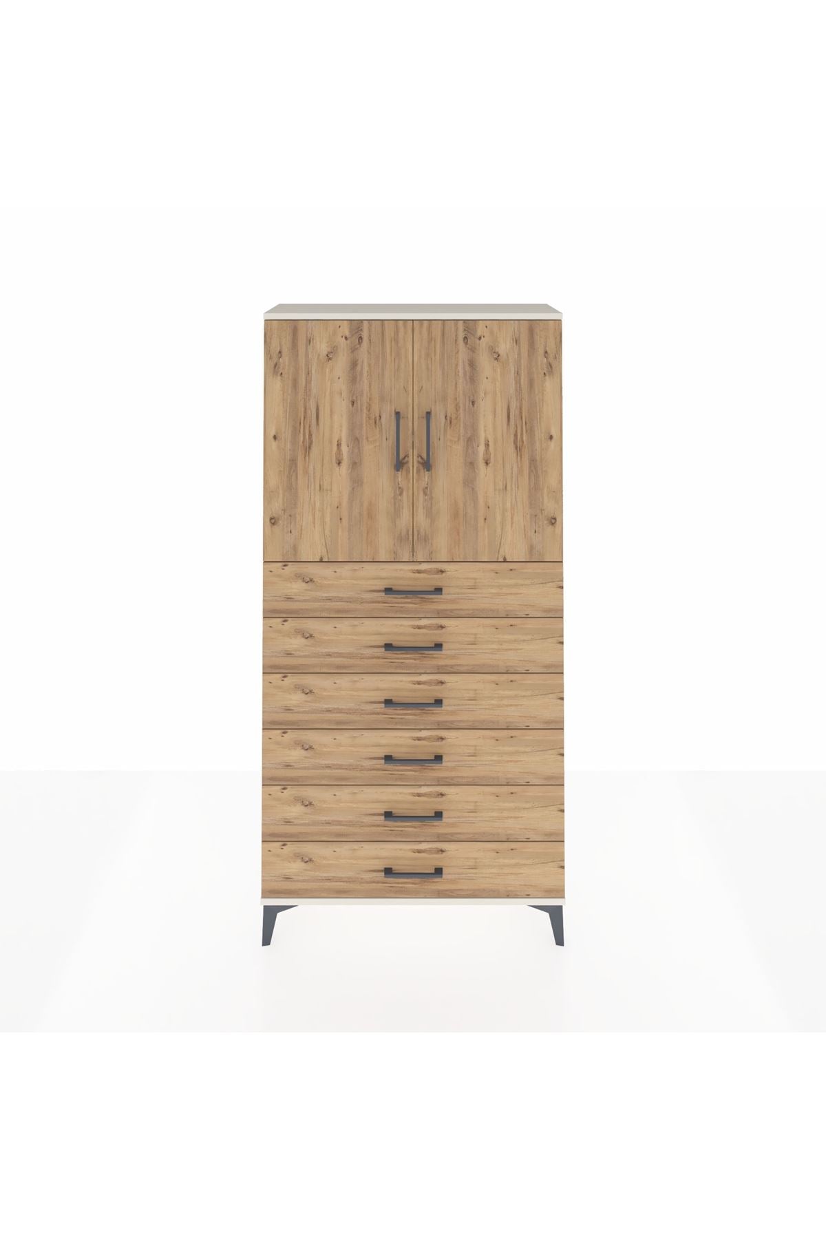 Arges Dolap 2 Raflı 6 Çekmeceli 2 Kapaklı 88x30x182 Aytaşı-Çam