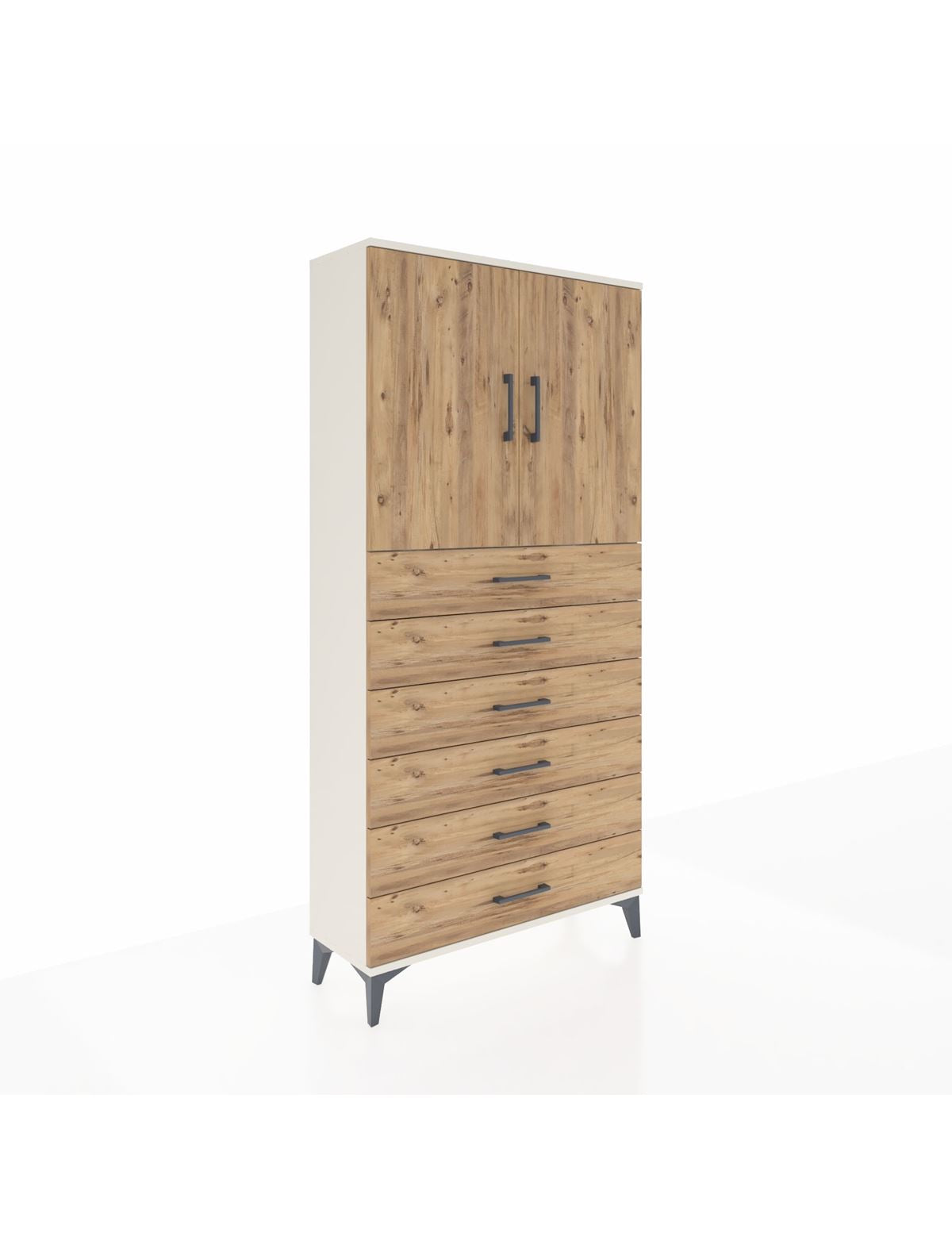 Arges Dolap 2 Raflı 6 Çekmeceli 2 Kapaklı 88x30x182 Aytaşı-Çam