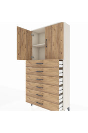 Arges Dolap 2 Raflı 6 Çekmeceli 2 Kapaklı 88x30x182 Aytaşı-Çam