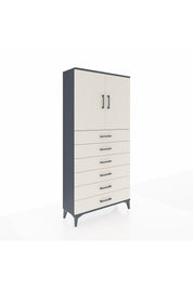 Arges Dolap 2 Raflı 6 Çekmeceli 2 Kapaklı 88x30x182 Antrasit-Aytaşı