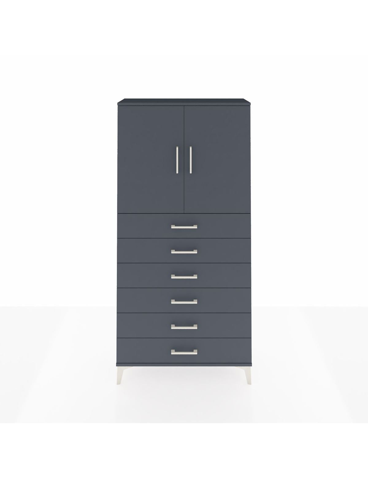 Arges Dolap 2 Raflı 6 Çekmeceli 2 Kapaklı 88x30x182 Antrasit-Antrasit