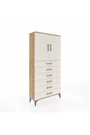 Arges Dolap 2 Raflı 6 Çekmeceli 2 Kapaklı 88x30x182 Çam-Aytaşı