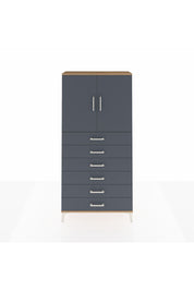 Arges Dolap 2 Raflı 6 Çekmeceli 2 Kapaklı 88x30x182 Çam-Antrasit