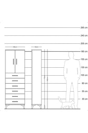 Arges Dolap 2 Raflı 6 Çekmeceli 2 Kapaklı 88x30x182 Çam-Aytaşı