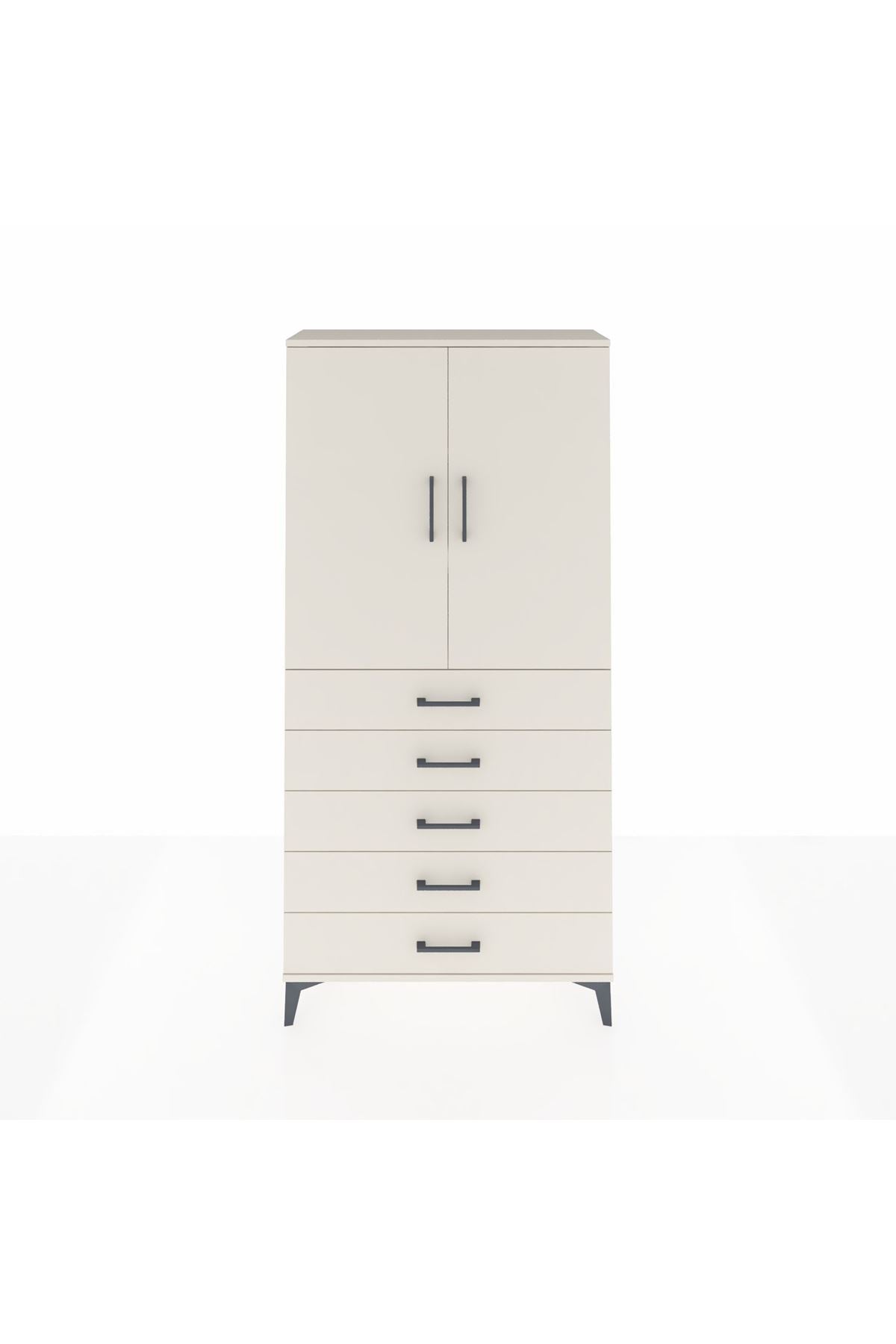 Arges Dolap 3 Raflı 5 Çekmeceli 2 Kapaklı 88x30x182 Aytaşı-Aytaşı