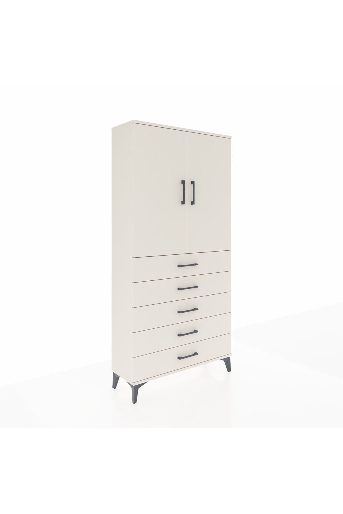 Arges Dolap 3 Raflı 5 Çekmeceli 2 Kapaklı 88x30x182 Aytaşı-Aytaşı