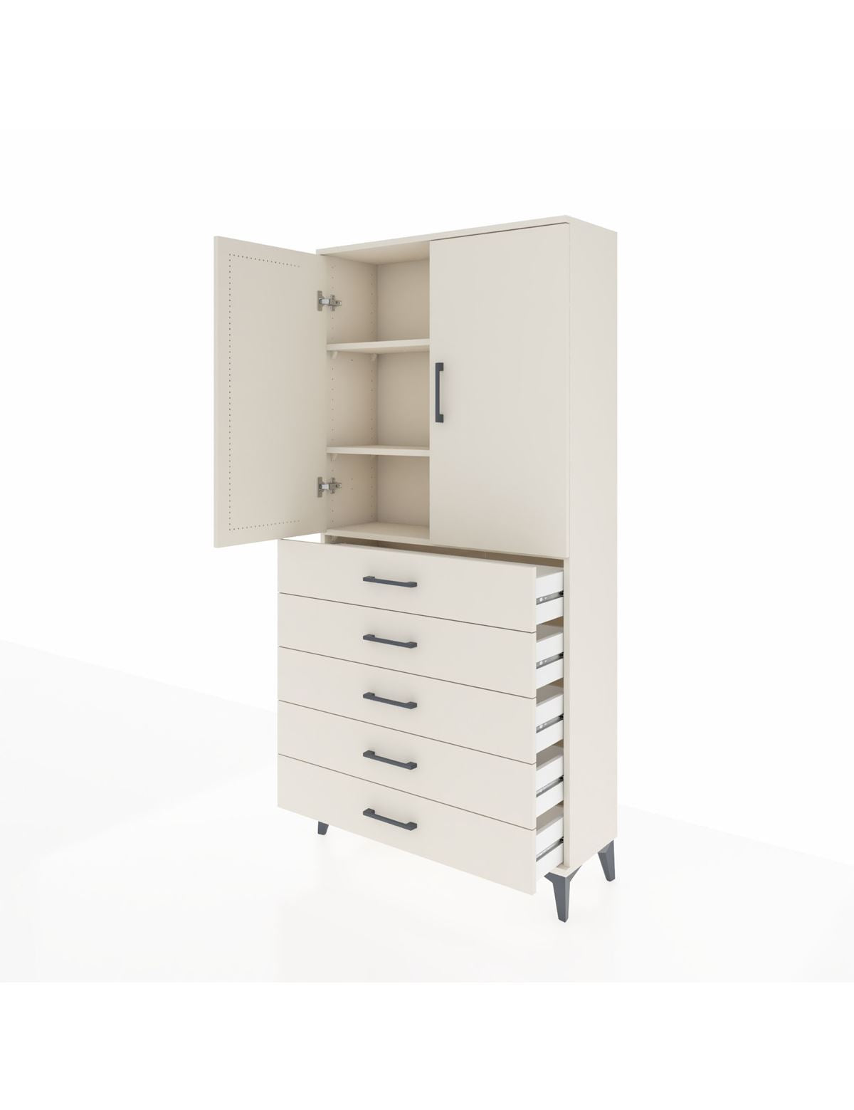 Arges Dolap 3 Raflı 5 Çekmeceli 2 Kapaklı 88x30x182 - S24M004V1A