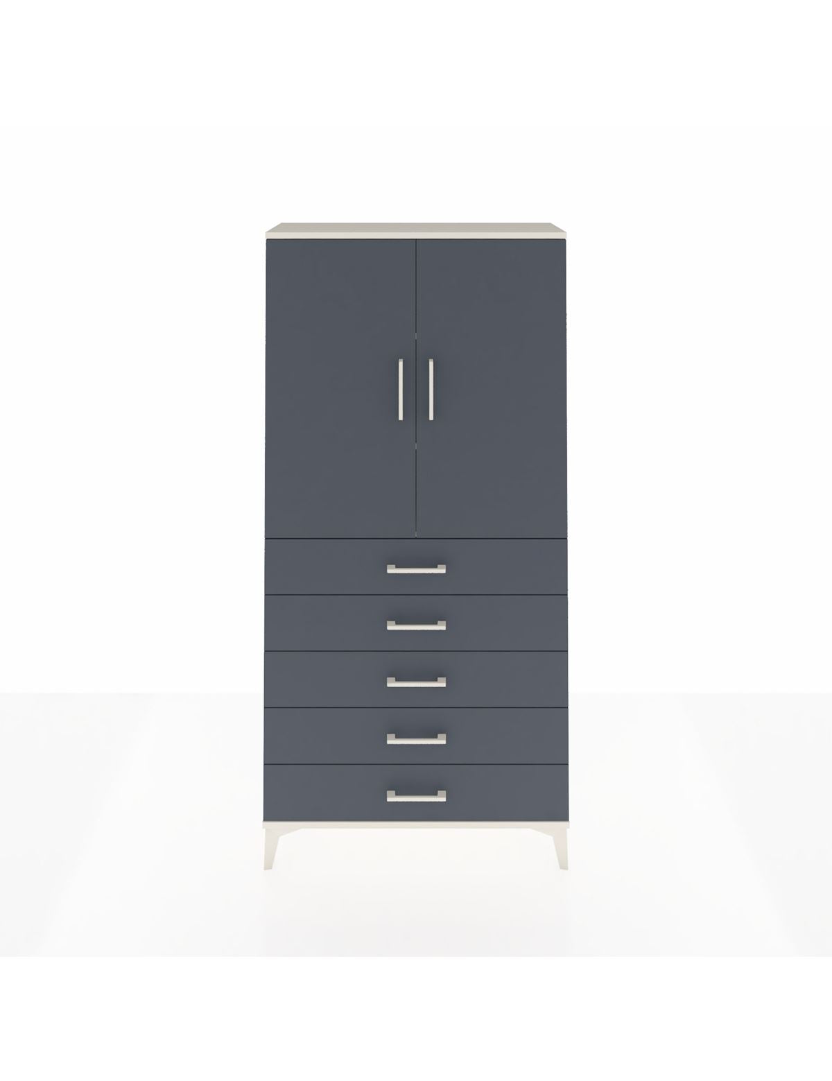 Arges Dolap 3 Raflı 5 Çekmeceli 2 Kapaklı 88x30x182 Aytaşı-Antrasit