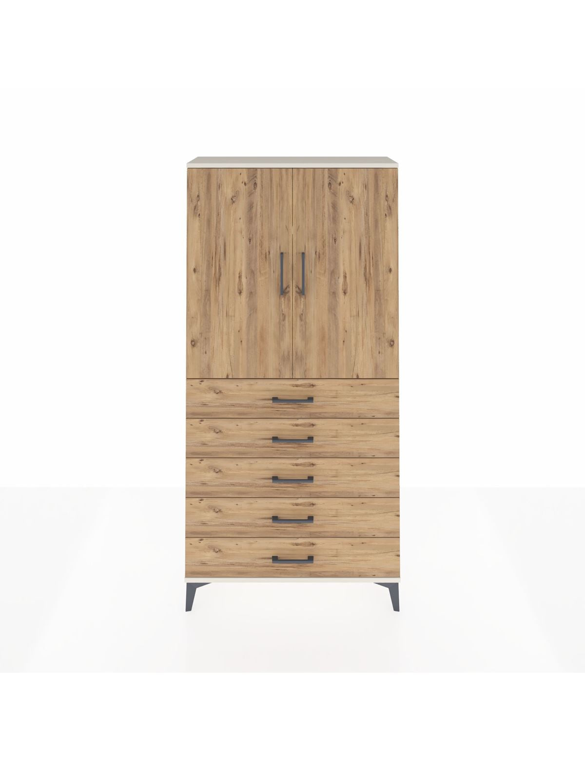 Arges Dolap 3 Raflı 5 Çekmeceli 2 Kapaklı 88x30x182 Aytaşı-Çam