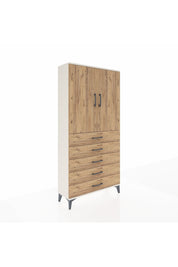 Arges Dolap 3 Raflı 5 Çekmeceli 2 Kapaklı 88x30x182 Aytaşı-Çam