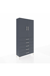 Arges Dolap 3 Raflı 5 Çekmeceli 2 Kapaklı 88x30x182 Antrasit-Antrasit