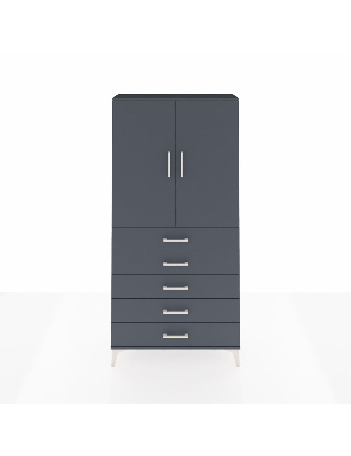 Arges Dolap 3 Raflı 5 Çekmeceli 2 Kapaklı 88x30x182 Antrasit-Antrasit