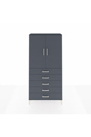 Arges Dolap 3 Raflı 5 Çekmeceli 2 Kapaklı 88x30x182 Antrasit-Antrasit