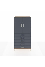 Arges Dolap 3 Raflı 5 Çekmeceli 2 Kapaklı 88x30x182 Çam-Antrasit