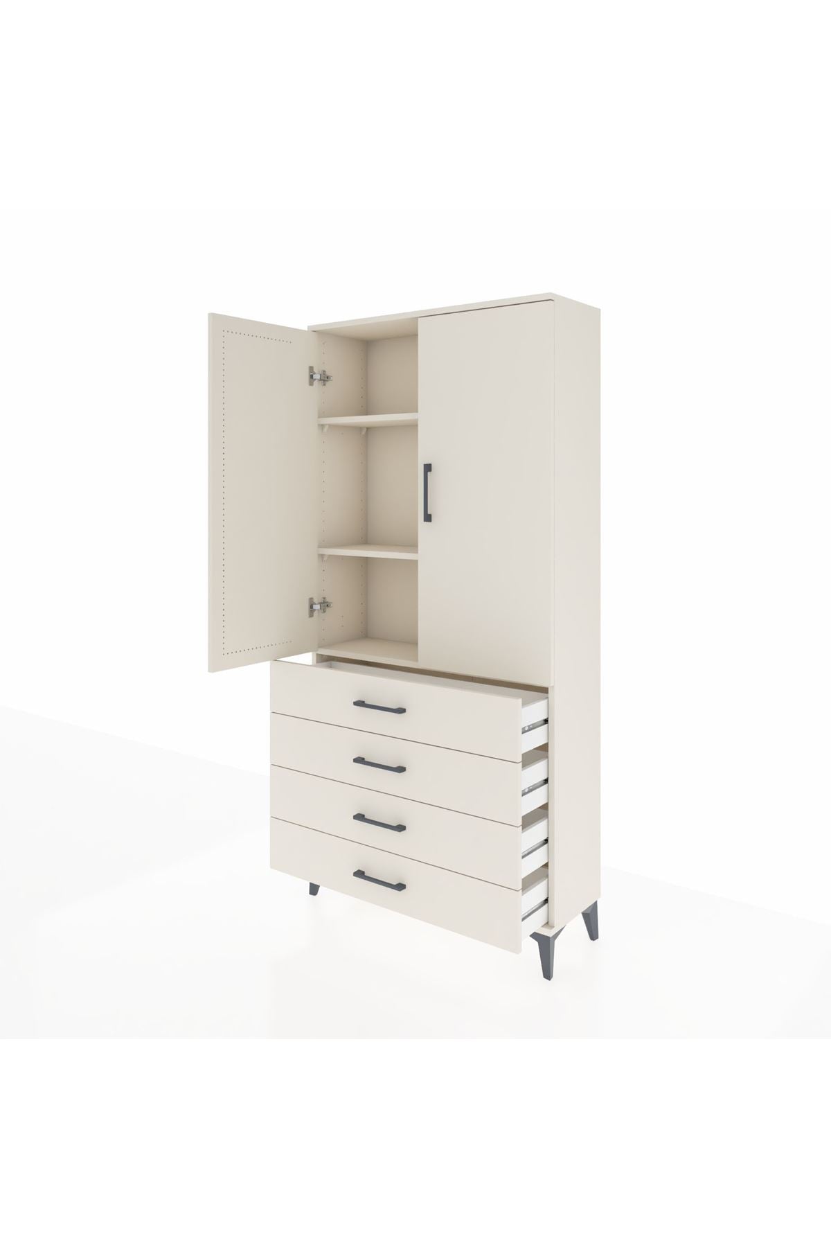 Arges Dolap 3 Raflı 4 Çekmeceli 2 Kapaklı 88x30x182 Aytaşı-Aytaşı