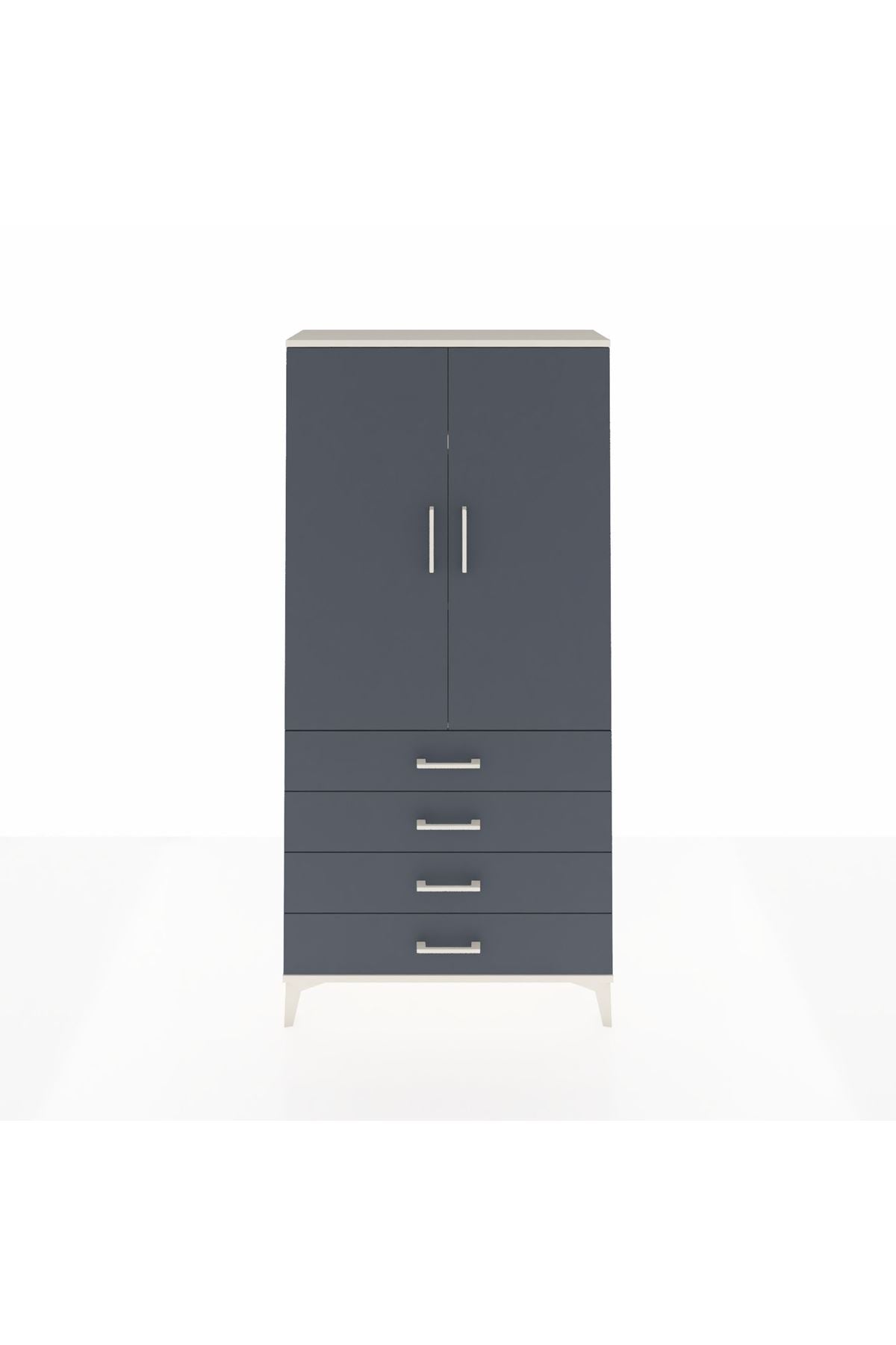 Arges Dolap 3 Raflı 4 Çekmeceli 2 Kapaklı 88x30x182 Aytaşı-Antrasit