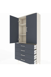 Arges Dolap 3 Raflı 4 Çekmeceli 2 Kapaklı 88x30x182 Aytaşı-Antrasit