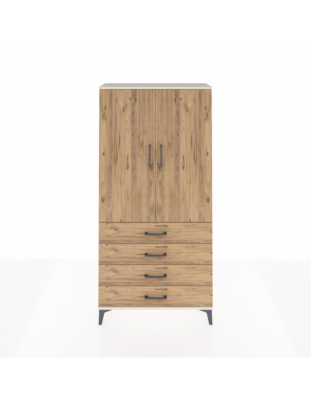 Arges Dolap 3 Raflı 4 Çekmeceli 2 Kapaklı 88x30x182 Aytaşı-Çam