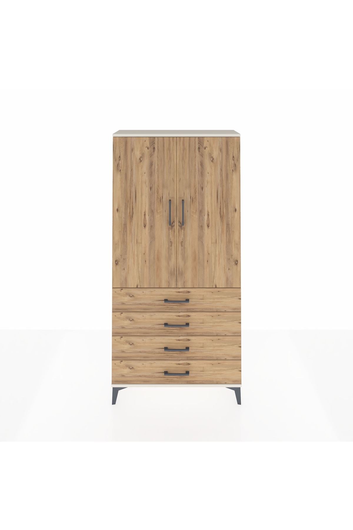 Arges Dolap 3 Raflı 4 Çekmeceli 2 Kapaklı 88x30x182 Aytaşı-Çam