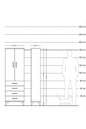 Arges Dolap 3 Raflı 4 Çekmeceli 2 Kapaklı 88x30x182 Aytaşı-Çam