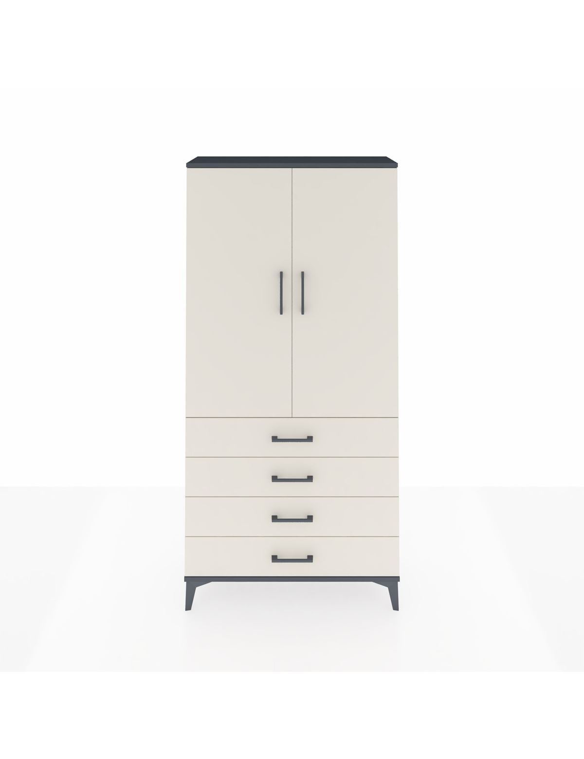 Arges Dolap 3 Raflı 4 Çekmeceli 2 Kapaklı 88x30x182 Antrasit-Aytaşı