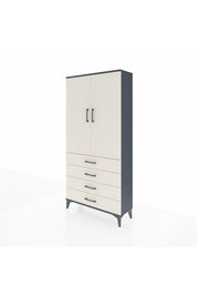 Arges Dolap 3 Raflı 4 Çekmeceli 2 Kapaklı 88x30x182 Antrasit-Aytaşı