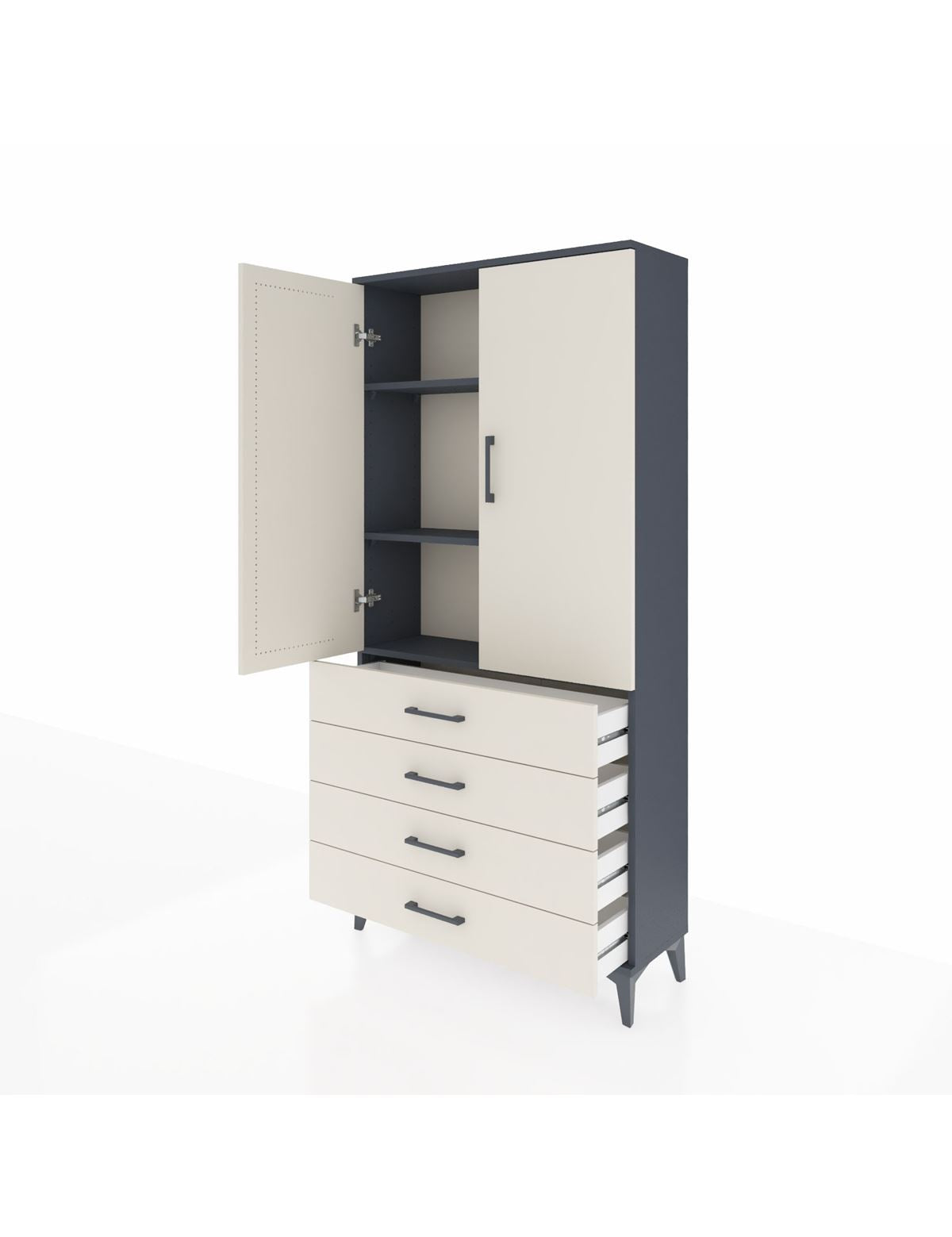 Arges Dolap 3 Raflı 4 Çekmeceli 2 Kapaklı 88x30x182 - S24M005V4A