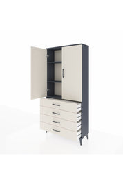 Arges Dolap 3 Raflı 4 Çekmeceli 2 Kapaklı 88x30x182 Antrasit-Aytaşı