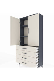 Arges Dolap 3 Raflı 4 Çekmeceli 2 Kapaklı 88x30x182 Antrasit-Aytaşı