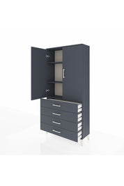 Arges Dolap 3 Raflı 4 Çekmeceli 2 Kapaklı 88x30x182 Antrasit-Antrasit