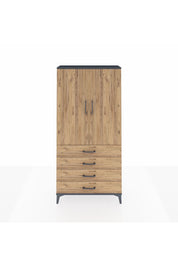 Arges Dolap 3 Raflı 4 Çekmeceli 2 Kapaklı 88x30x182 Antrasit-Çam