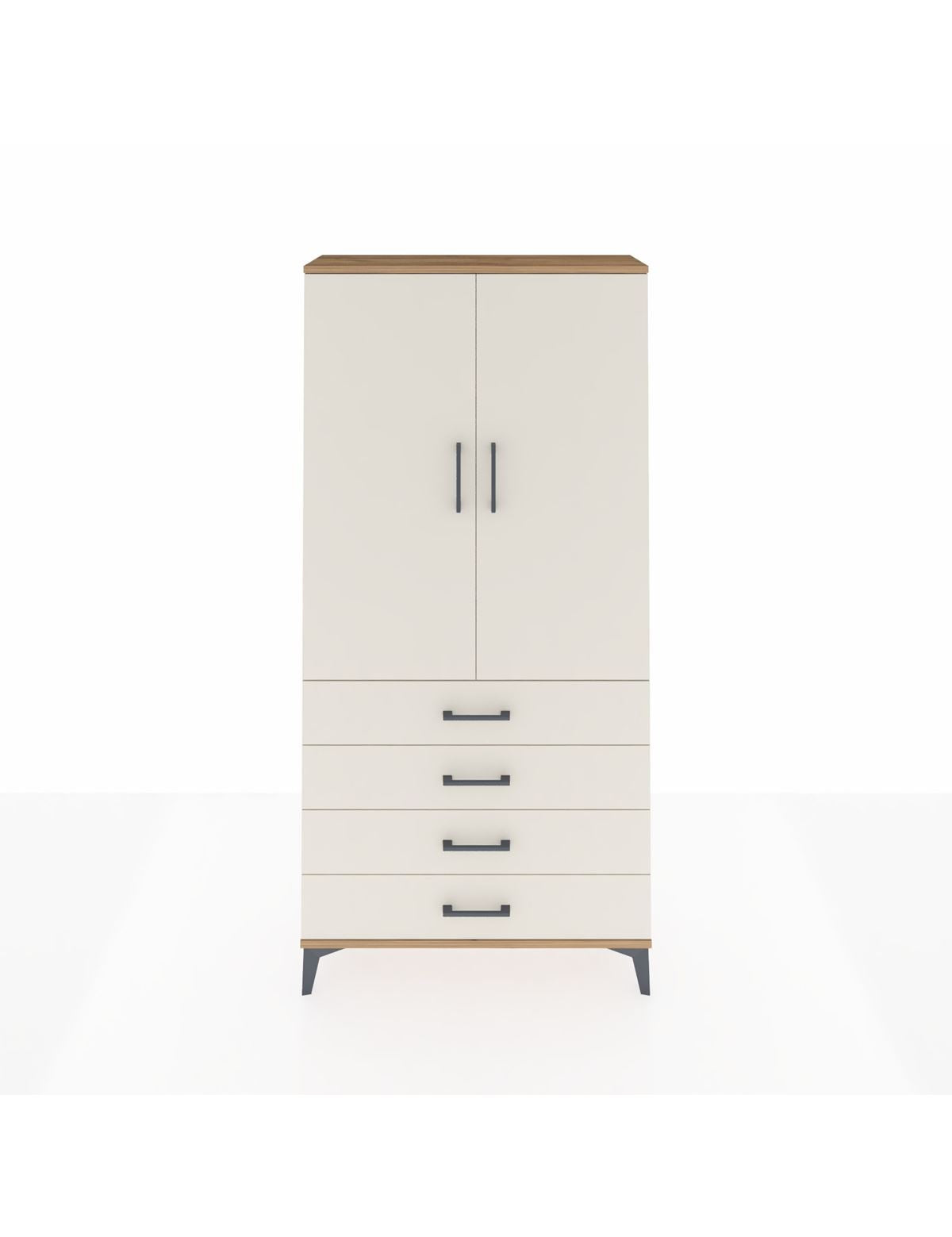 Arges Dolap 3 Raflı 4 Çekmeceli 2 Kapaklı 88x30x182 Çam-Aytaşı